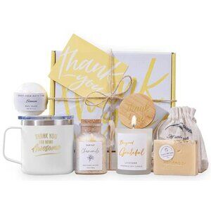 Thank You Gift Box – 7-Piece Appreciation Set with Tumbler, Candle & Bath Essent